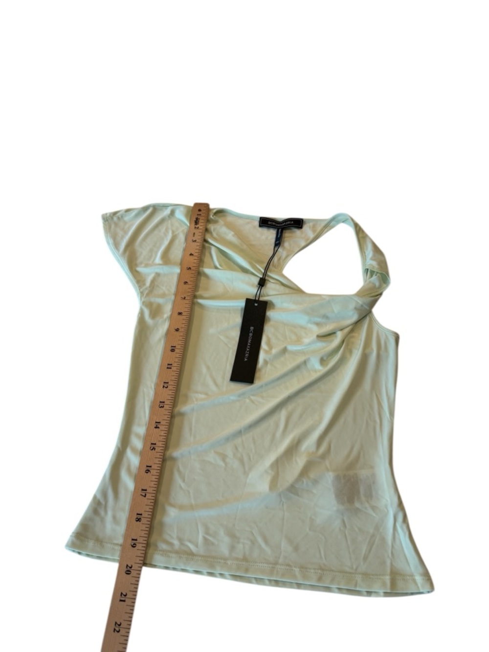 BCBGMAXAZRIA Jade Green Cowl Neck Party Statement Top NEW $98 XXS One Shoulder - Picture 10 of 15